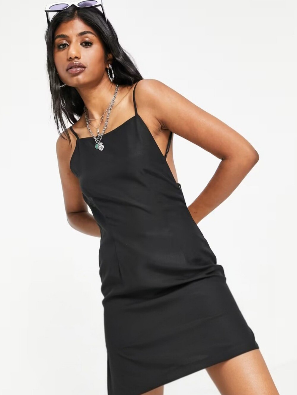 Black Linen Strap Mini Dress - Women's
